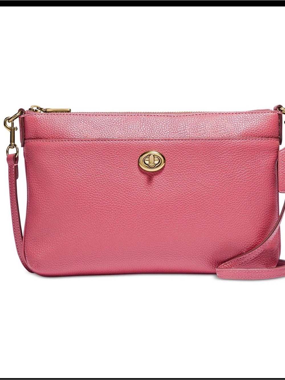 COACH Polly Pebbled Leather Crossbody Bag- Rouge color